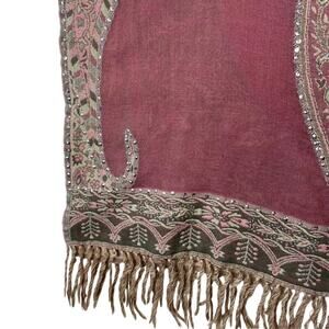 Unbranded, Hand Beaded Jacquard Scarf, with Rhinestones